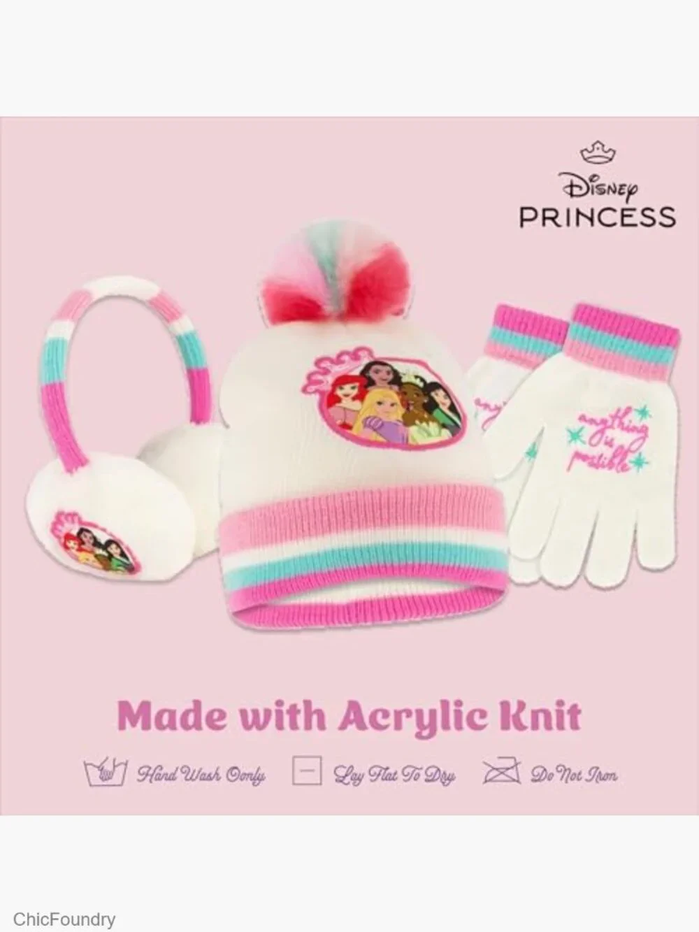 Girls Winter Earmuffs and Gloves Set for Ages 4-7